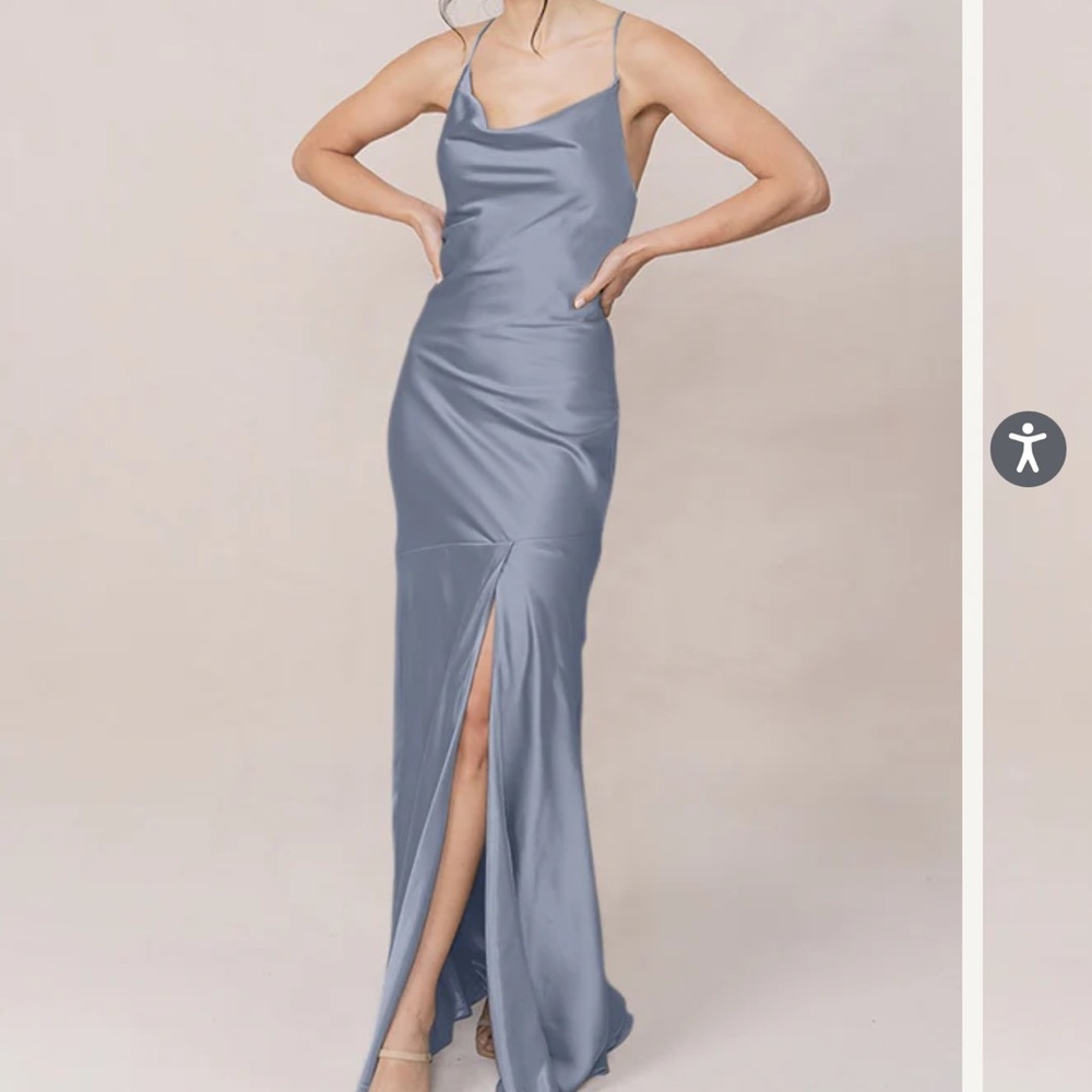 Revelry Kimora Satin Dress in French Blue